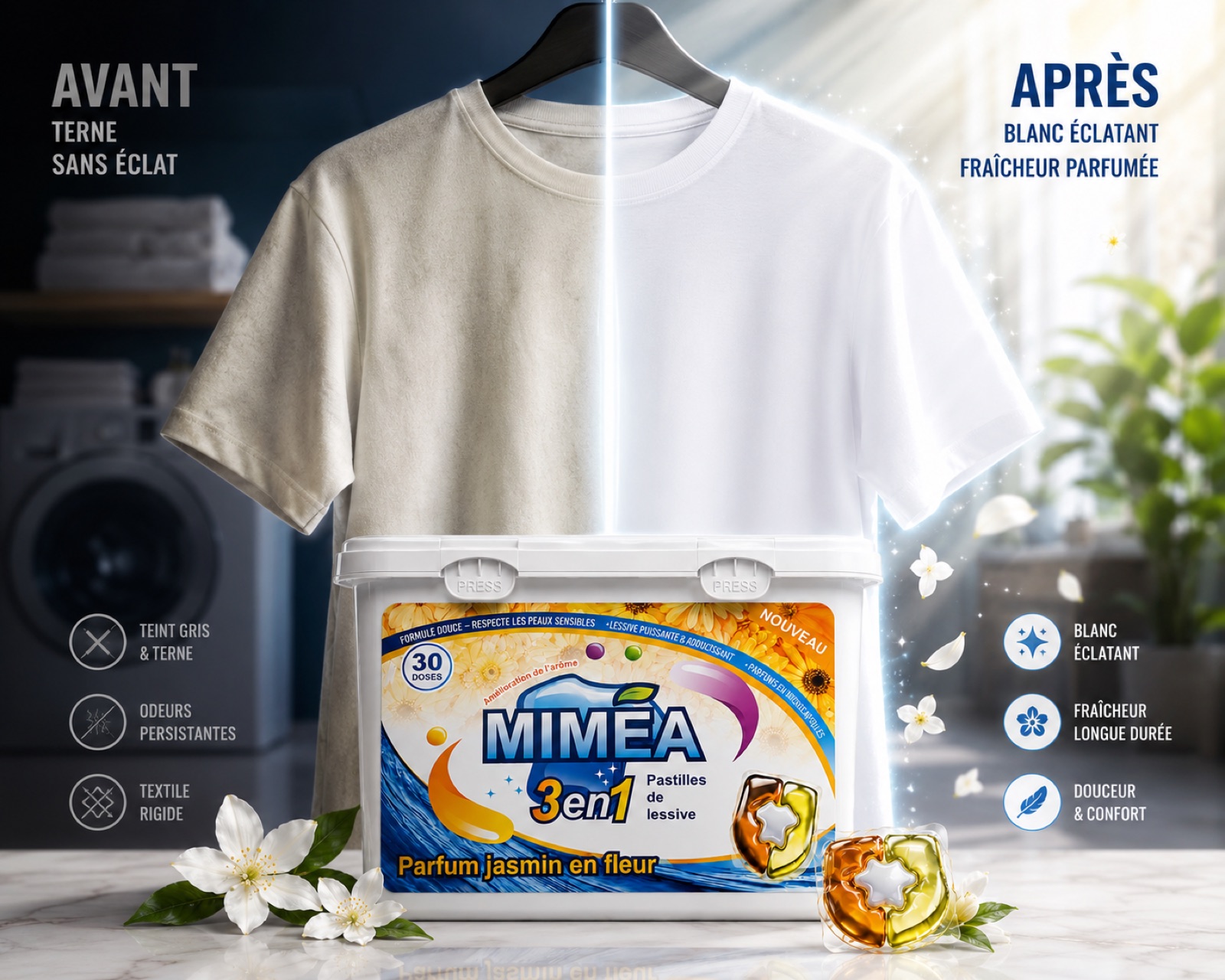 Comparaison avant / après lavage avec MIMÉA